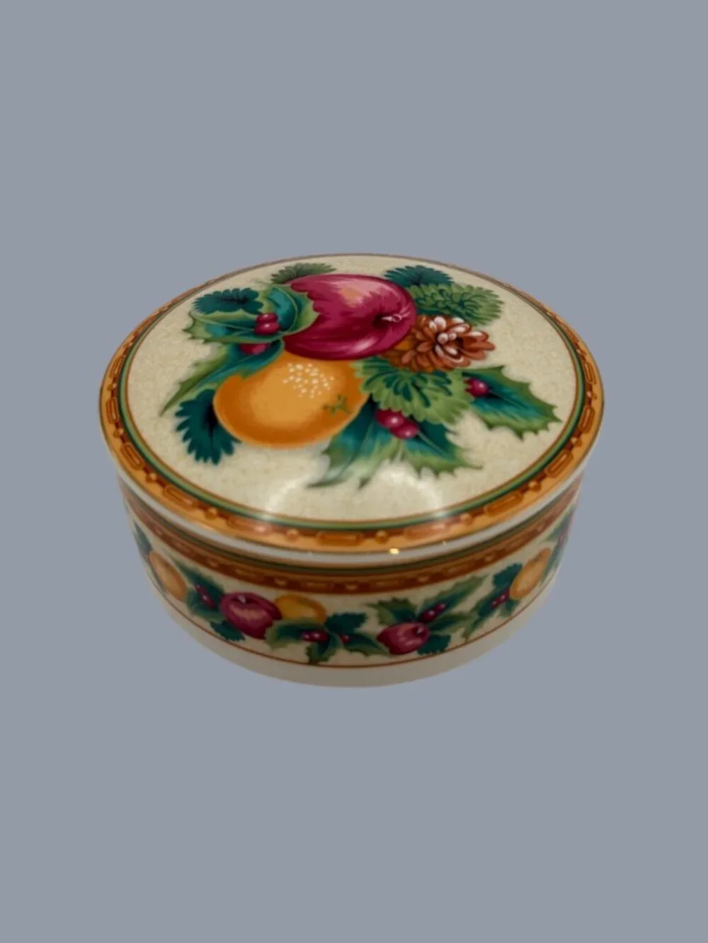 Mikasa Holiday Fruit Round Covered Trinket Box Candy Dish UT111/683 Japan 5